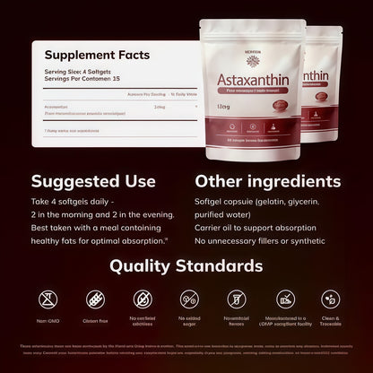 ROVINA Astaxanthin 12mg Softgels, Triple Strength Antioxidant Triple Strength Antioxidant from Microalgae; supports eye, skin, immune & joint health; Non-GMO, Gluten Free, 60 ct